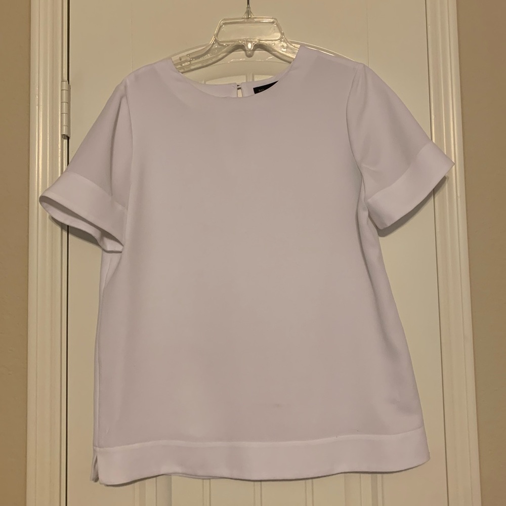 EUC Banana Republic White Short Sleeve Boxy Blouse Nice Heavy Material Medium